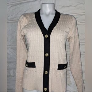 Adriana Papell Cream and Black Women's Sweater